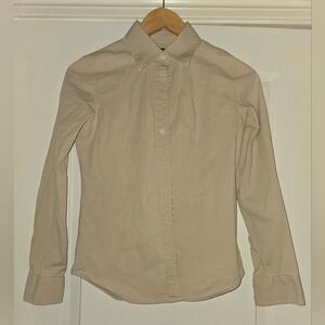 Banana Republic Women's Stretch Tan Button Down Long Sleeve Shirt Size Small